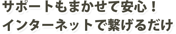 サポートもまかせて安心！インターネットで繋げるだけ